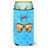 Caroline'S Treasures Beach Sunglasses Blue Polkadot Beverage Insulator Hugger, Tall, Multicolor