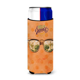 Caroline'S Treasures Beach Sunglasses Orange Polkadot Beverage Insulator Hugger, Slim, Multicolor