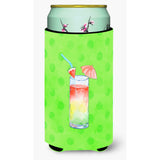 Caroline'S Treasures Umberella Cocktail Green Polkadot Beverage Insulator Hugger, Tall, Multicolor
