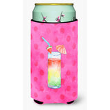 Caroline'S Treasures Umberella Cocktail Pink Polkadot Beverage Insulator Hugger, Tall, Multicolor