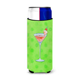 Caroline'S Treasures Summer Martini Green Polkadot Beverage Insulator Hugger, Slim, Multicolor
