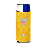 Caroline'S Treasures Summer Martini Yellow Polkadot Beverage Insulator Hugger, Slim, Multicolor