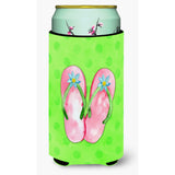 Caroline'S Treasures Pink Flip Flops Green Polkadot Beverage Insulator Hugger, Tall, Multicolor