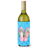 Caroline'S Treasures Pink Flip Flops Blue Polkadot Beverage Insulator Hugger, 750 Ml, Multicolor