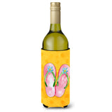 Caroline'S Treasures Pink Flip Flops Yellow Polkadot Beverage Insulator Hugger, 750 Ml, Multicolor