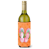 Caroline'S Treasures Pink Flip Flops Orange Polkadot Beverage Insulator Hugger, 750 Ml, Multicolor
