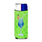 Caroline'S Treasures Summer Cocktail Green Polkadot Beverage Insulator Hugger, Slim, Multicolor