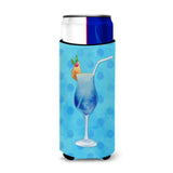 Caroline'S Treasures Summer Cocktail Blue Polkadot Beverage Insulator Hugger, Slim, Multicolor