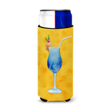 Caroline'S Treasures Summer Cocktail Yellow Polkadot Beverage Insulator Hugger, Slim, Multicolor