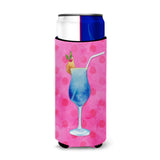 Caroline'S Treasures Summer Cocktail Pink Polkadot Beverage Insulator Hugger, Slim, Multicolor