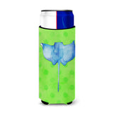 Caroline'S Treasures Sting Ray Green Polkadot Beverage Insulator Hugger, Slim, Multicolor