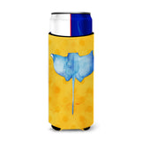 Caroline'S Treasures Sting Ray Yellow Polkadot Beverage Insulator Hugger, Slim, Multicolor