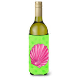 Caroline'S Treasures Pink Sea Shell Green Polkadot Beverage Insulator Hugger, 750 Ml, Multicolor