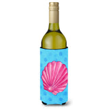 Caroline'S Treasures Pink Sea Shell Blue Polkadot Beverage Insulator Hugger, 750 Ml, Multicolor