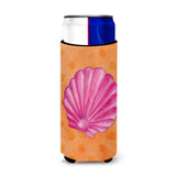 Caroline'S Treasures Pink Sea Shell Orange Polkadot Beverage Insulator Hugger, Slim, Multicolor