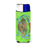 Caroline'S Treasures Blue Crab Green Polkadot Beverage Insulator Hugger, Slim, Multicolor