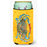 Caroline'S Treasures Blue Crab Yellow Polkadot Beverage Insulator Hugger, Tall, Multicolor