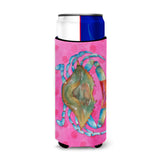 Caroline'S Treasures Blue Crab Pink Polkadot Beverage Insulator Hugger, Slim, Multicolor