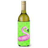 Caroline'S Treasures Flamingo Floaty Green Polkadot Beverage Insulator Hugger, 750 Ml, Multicolor