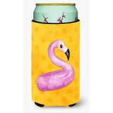 Caroline'S Treasures Flamingo Floaty Yellow Polkadot Beverage Insulator Hugger, Tall, Multicolor