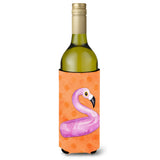 Caroline'S Treasures Flamingo Floaty Orange Polkadot Beverage Insulator Hugger, 750 Ml, Multicolor