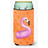Caroline'S Treasures Flamingo Floaty Orange Polkadot Beverage Insulator Hugger, Tall, Multicolor