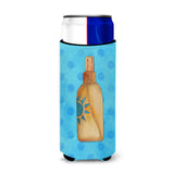 Caroline'S Treasures Message In A Bottle Blue Polkadot Beverage Insulator Hugger, Slim, Multicolor