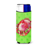 Caroline'S Treasures Crab Green Polkadot Beverage Insulator Hugger, Slim, Multicolor