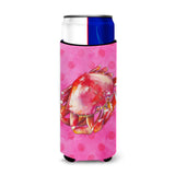Caroline'S Treasures Crab Pink Polkadot Beverage Insulator Hugger, Slim, Multicolor