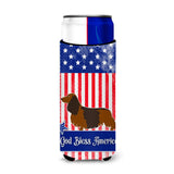Caroline'S Treasures Longhaired Dachshund American Decorative Can Hugger, Slim, Multicolor
