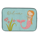 Caroline'S Treasures Mermaid With Cat Welcome Dish Drying Mat, 14 X 21, Multicolor