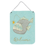 Caroline'S Treasures Frog Fish Welcome Metal Print, 16 X 12, Multicolor