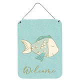 Caroline'S Treasures Blue Fish Welcome Metal Print, 16 X 12, Multicolor