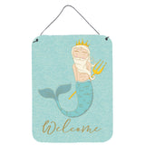 Caroline'S Treasures Neptune Merman Welcome Metal Print, 16 X 12, Multicolor