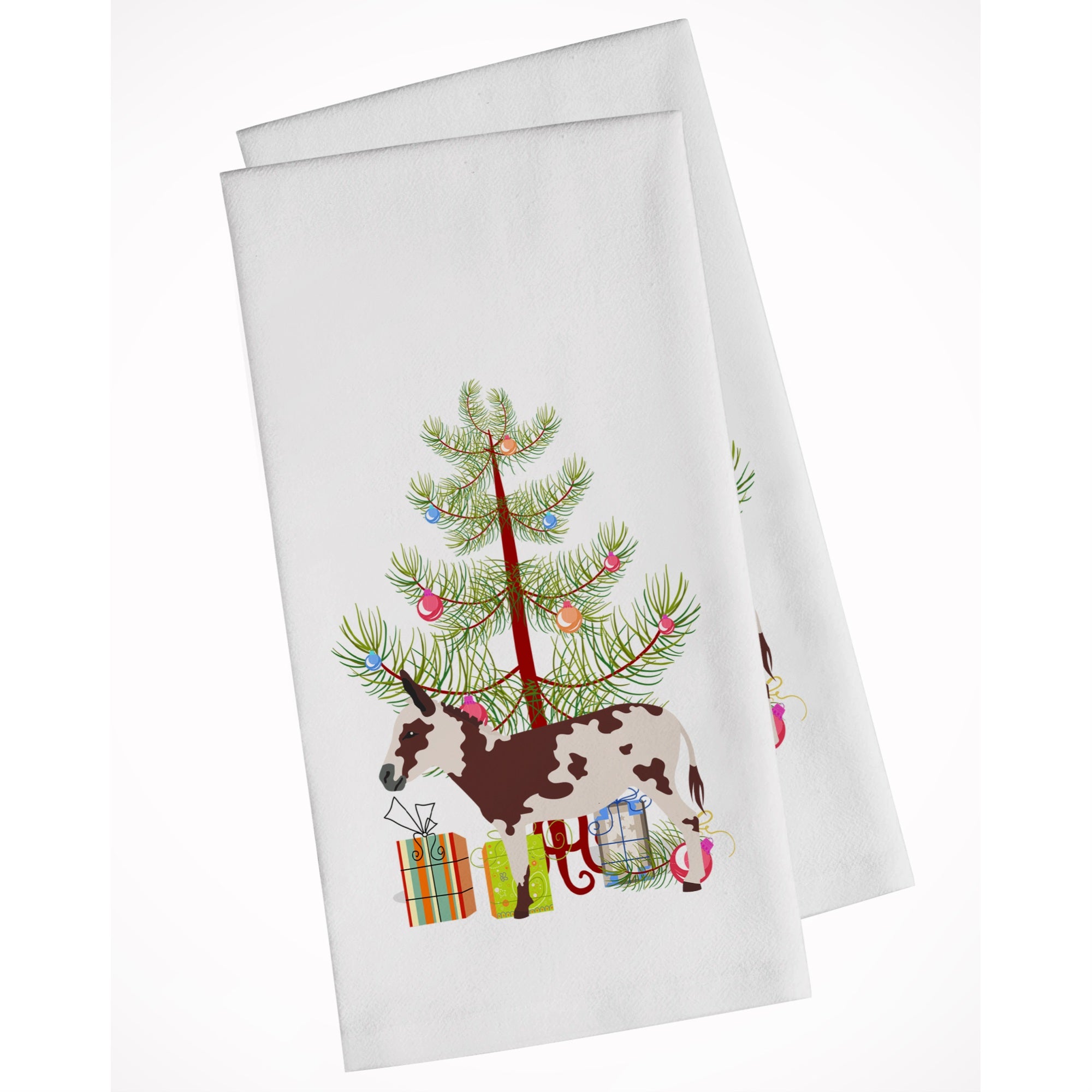 American Spotted Donkey Christmas White Kitchen Towel Set Of 2