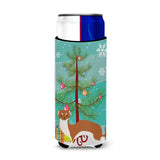 Caroline'S Treasures Weasel Christmas Decorative Can Hugger, Slim, Multicolor