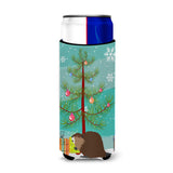 Caroline'S Treasures Eurasian Beaver Christmas Decorative Can Hugger, Slim, Multicolor