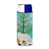 Caroline'S Treasures White Arctic Fox Christmas Decorative Can Hugger, Slim, Multicolor