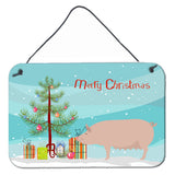 Caroline'S Treasures English Large White Pig Christmas Metal Print, 8 X 12
