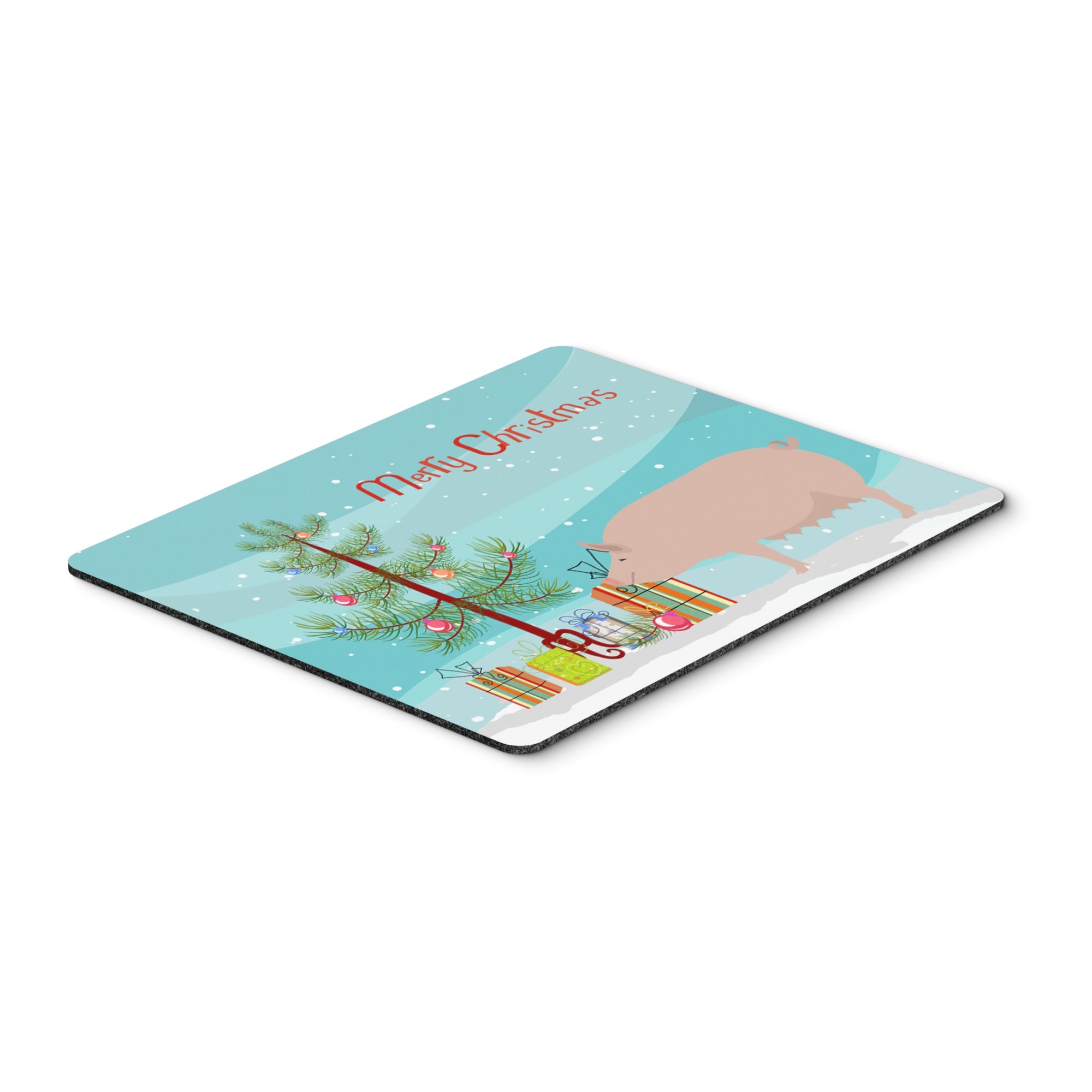 Caroline'S Treasures English Large White Pig Christmas Mouse & Hot Pad Or Trivet, 7.75 X 9.25, Multicolor (Bb9305Mp)