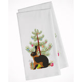 Tan Rabbit Christmas White Kitchen Towel Set Of 2