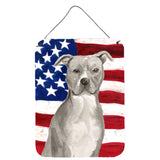 Caroline'S Treasures Staffordshire Bull Terrier Patriotic Metal Print, 16 X 12, Multicolor
