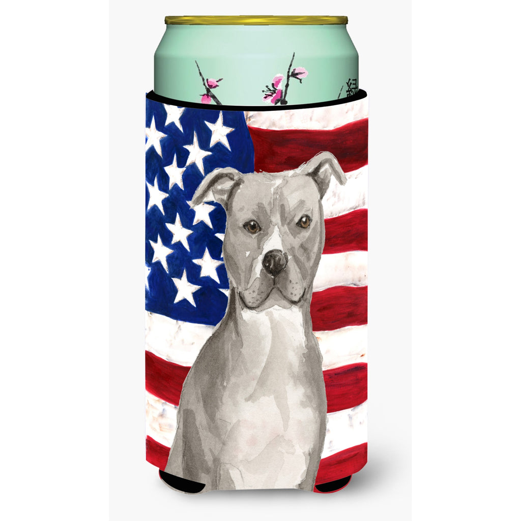 Staffordshire Bull Terrier Patriotic Decorative Can Hugger, Tall