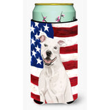 Caroline'S Treasures White Staffie Bull Terrier Patriotic Decorative Can Hugger, Tall, Multicolor
