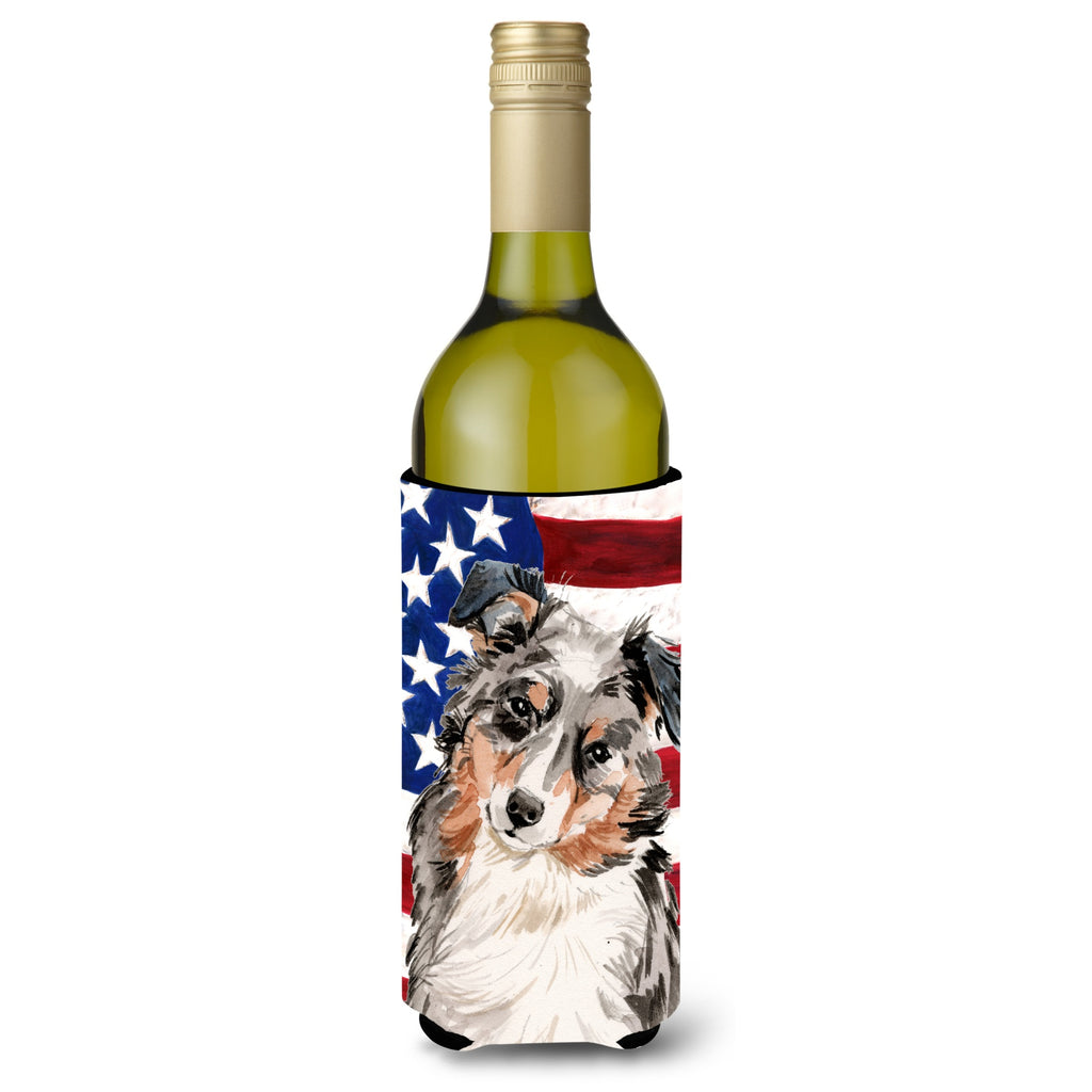 Caroline'S Treasures Australian Shepherd Patriotic Decorative Can Hugger, Slim