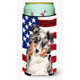 Caroline'S Treasures Australian Shepherd Patriotic Decorative Can Hugger, Tall, Multicolor