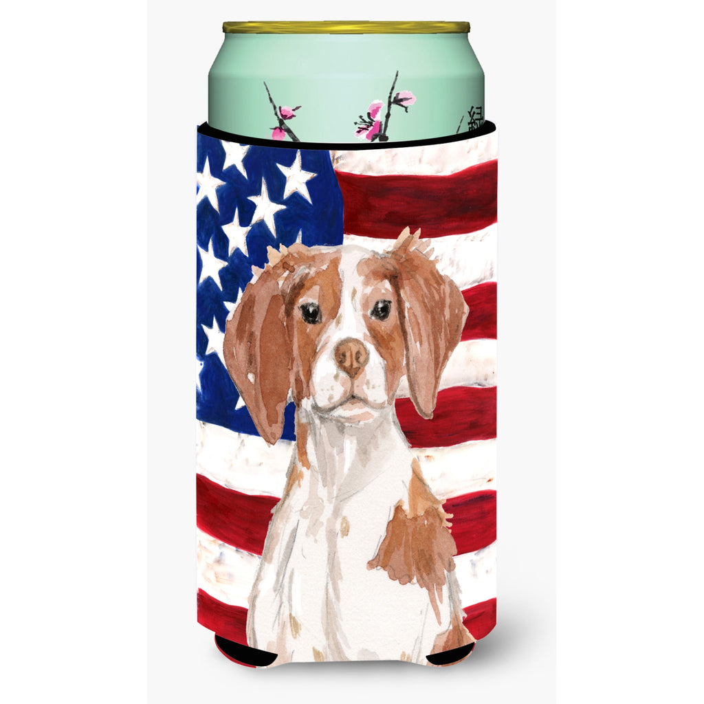 Caroline'S Treasures Brittany Spaniel Patriotic Decorative Can Hugger, Slim