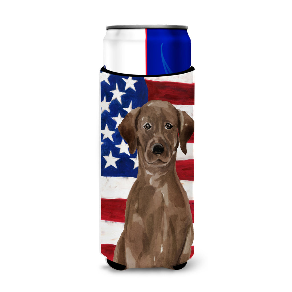 Chocolate Labrador Patriotic Decorative Can Hugger, Slim