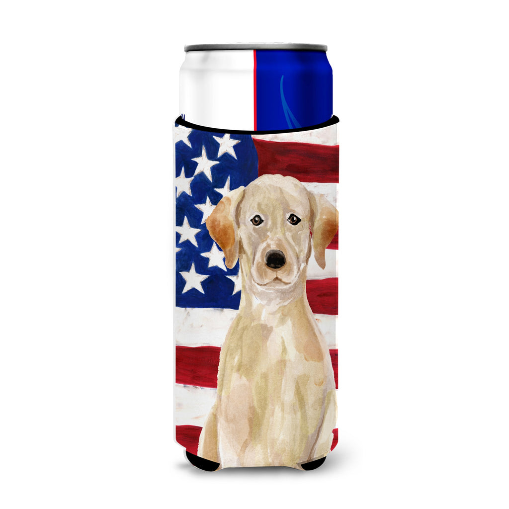 Yellow Labrador Patriotic Decorative Can Hugger, Slim