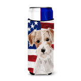 Caroline'S Treasures Wire Hair Jack Russell Patriotic Decorative Can Hugger, Slim, Multicolor